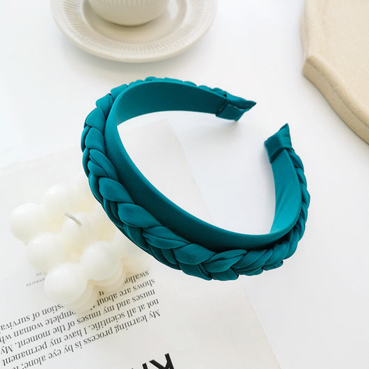 Diadema Trenzada de Tela Unicolor para Cabello - Image 3