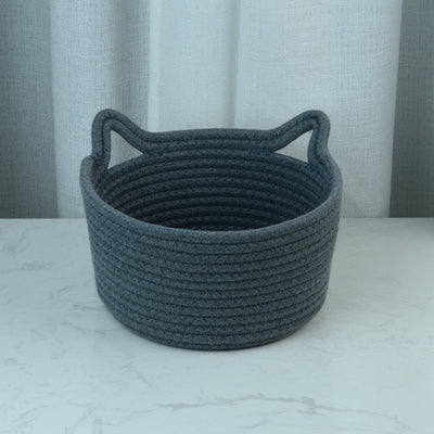 Canasta de Almacenamiento Tejida a Mano con Orejas de Gato - Image 17
