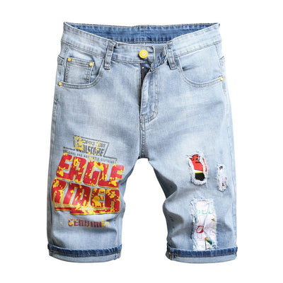 Shorts Vaquero Elástico Hombre Cinco Bolsillos con Bordado - Image 4