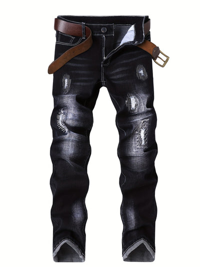 Pantalones Vaqueros Stretch Rotos con Detalles Bordados para Hombre - Image 7