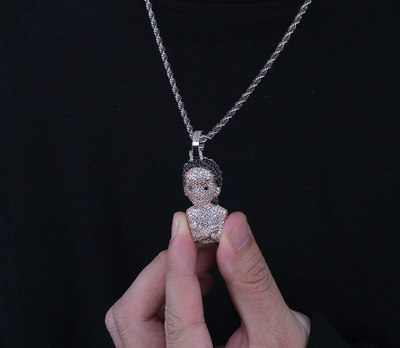 Collar Pendante Iced Out Hip Hop Micro Pavé Oro y Plata para Hombre y Mujer - Image 9