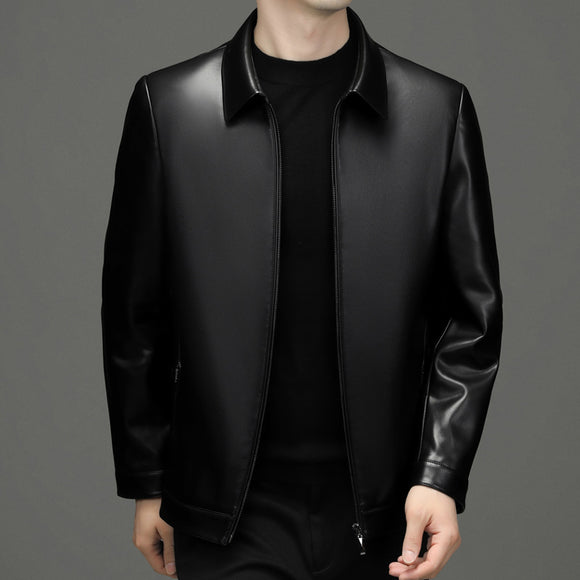 Chaqueta de Cuero PU Estilo Ejecutivo con Solapa - Otoño