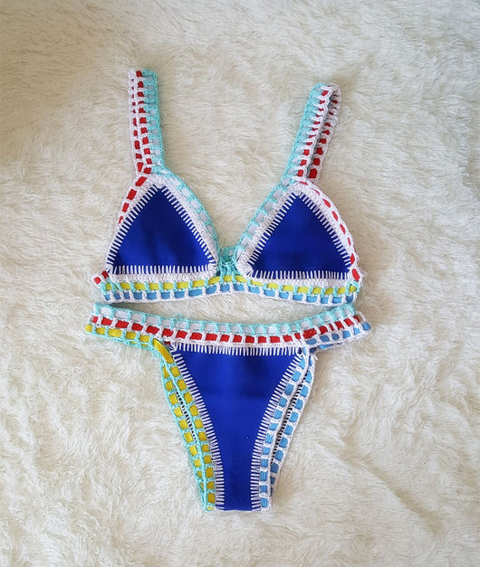 Bikini Tejido a Mano Multicolor - Traje de Baño Crochet Elástico para Mujer - Image 7