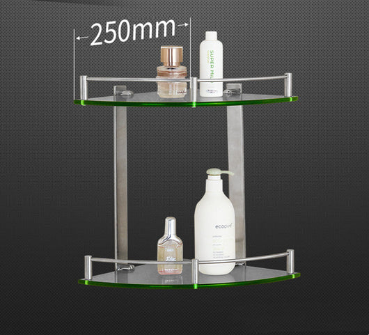 Repisa de Esquina de Vidrio Templado para Baño - Acero Inoxidable con Soporte Ajustable - Image 4