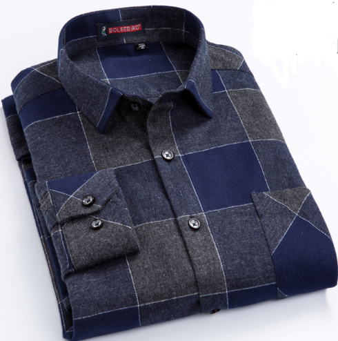 Camisa de Algodón a Cuadros para Hombre Talla Grande - Manga Larga Clásica - Image 14