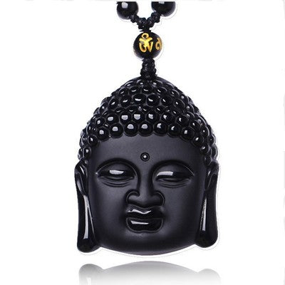 Colgante Cabeza de Buda en Obsidiana con Cristales - Collar de Pareja