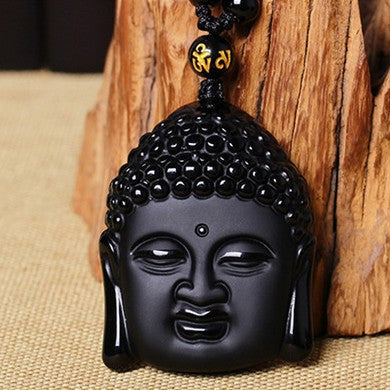 Colgante Cabeza de Buda en Obsidiana con Cristales - Collar de Pareja - Image 5