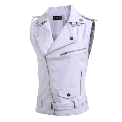 Chaleco de Cuero PU Ajustado con Solapa Zip-fit - Image 7