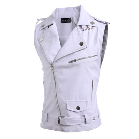 Chaleco de Cuero PU Ajustado con Solapa Zip-fit - Image 7
