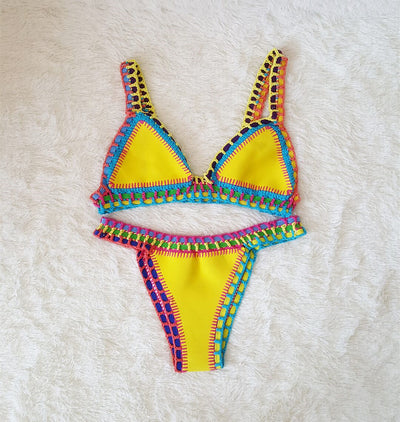 Bikini Tejido a Mano Multicolor - Traje de Baño Crochet Elástico para Mujer - Image 3