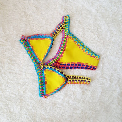 Bikini Tejido a Mano Multicolor - Traje de Baño Crochet Elástico para Mujer - Image 13