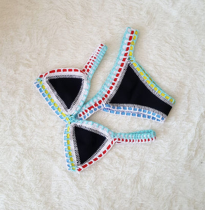 Bikini Tejido a Mano Multicolor - Traje de Baño Crochet Elástico para Mujer - Image 6
