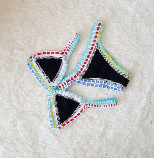 Bikini Tejido a Mano Multicolor - Traje de Baño Crochet Elástico para Mujer - Image 6