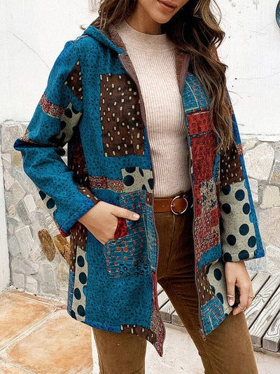 Abrigo Hoodie con Cierre Estampado para Mujer - Image 4