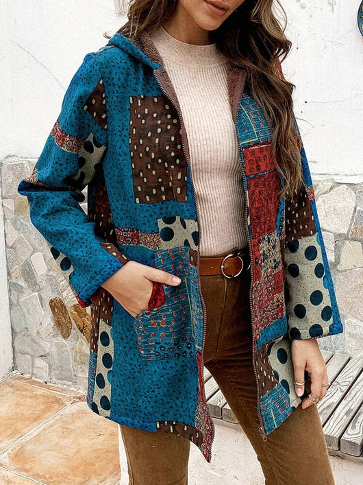 Abrigo Hoodie con Cierre Estampado para Mujer - Image 4