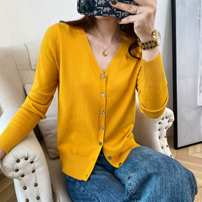 Cardigan Corto Cuello V para Mujer - Suéter Exterior Versátil - Image 10