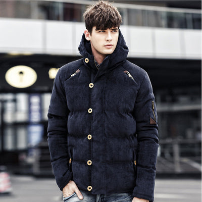 Abrigo Acolchado de Pana con Capucha para Hombre - Estilo Casual Invierno - Image 4