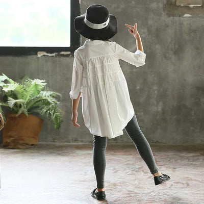 Blusas Holgadas Estilo Coreano para Niñas - Camisetas Modernas con Diseño Asimétrico - Image 4