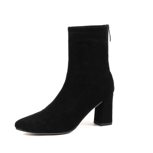 Botas Martin de Tacón Alto para Mujer - Caña Media Puntiaguda con Tacón Grueso