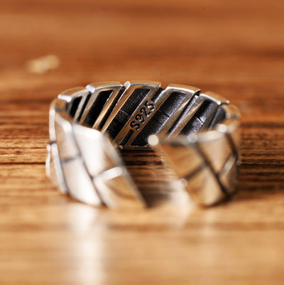Anillo de Plata Geométrico Retro con Estilo Minimalista - Image 7
