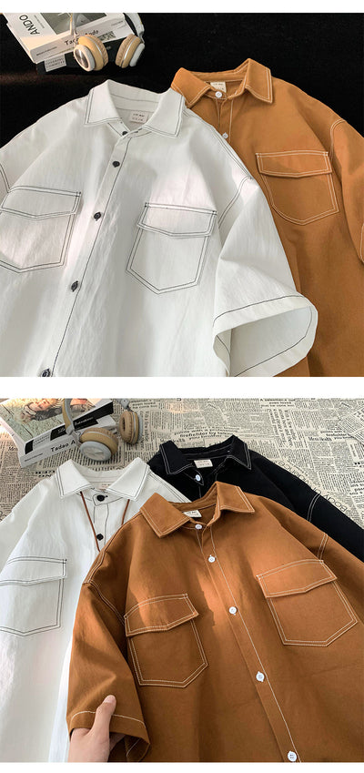 Camisa Retro de Manga Corta para Hombre - Estilo Casual - Image 12