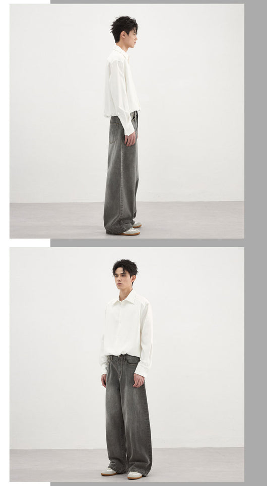 Pantalones Vaqueros Gris Lavado Básicos para Hombre - Otoño Invierno - Image 11