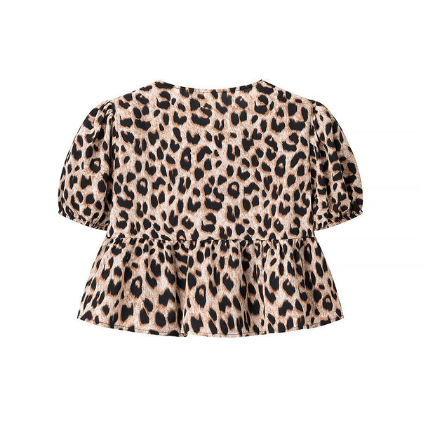 Cardigan Leopardo con Mangas Abullonadas Sexy