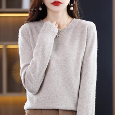 Suéter de Lana Pura Cuello Redondo Mujer - Diseño Holgado Otoño Invierno - Image 6