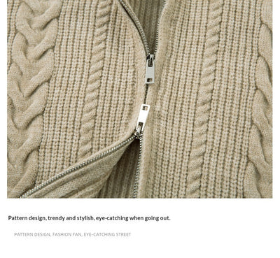 Cardigan de Punto Grueso con Cierre y Patrón Trenzado para Hombre - Image 16