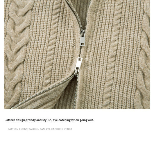 Cardigan de Punto Grueso con Cierre y Patrón Trenzado para Hombre - Image 16