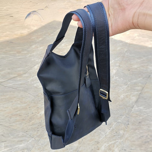 Mochila de Cuero Crazy Horse Retro para Hombre - Estilo Universitario Marrón Oscuro - Image 7