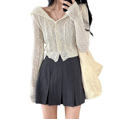 Cardigan Retro Cuello V Manga Larga Corto - Image 6