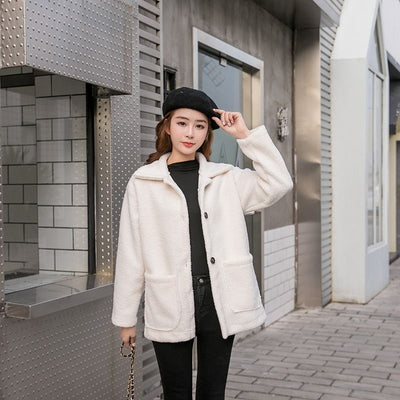 Abrigo de Pelaje Coreano Casual con Terciopelo Grueso y Aislamiento Térmico - Image 9