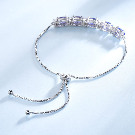 Pulsera de Topacio Azul para Mujer - Ajustable con Cadena de Eslabones - Image 4