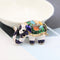 Oil Drop Retro Enamel Color Elephant Mini Blanco Azul