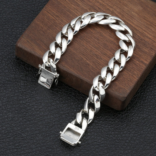 Pulsera de Plata Esterlina 925 Estilo Coreano Gruesa Brillante Personalidad - Image 3
