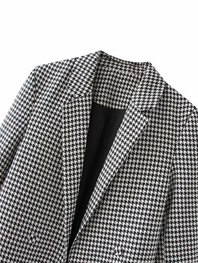 Blazer Retro Cuadros Doble Botonadura Estilo Europeo y Americano - Image 8