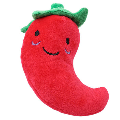 Purple plush eggplant pet toy with a green stem and an embroidered happy face, designed for dogs and cats. - Image 12
