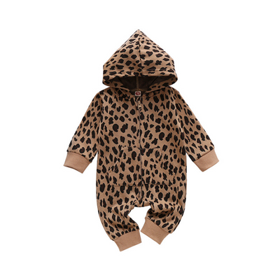 Mono Jumpsuit para Bebé Estampado Leopardo Marrón con Cierre - Image 6
