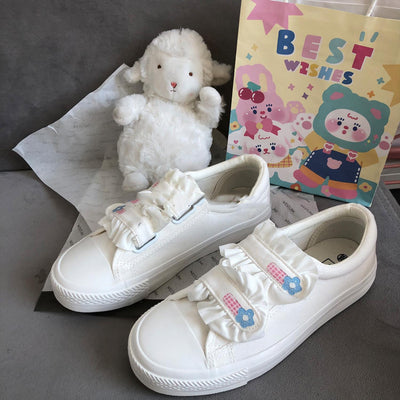 Zapatillas Blancas de Lona con Velcro para Mujer - Estilo Casual Cómodo - Image 4