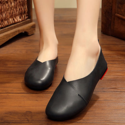Zapatos Planos Retro de Cuero con Punta Redonda - Comodidad de Abuela - Image 4