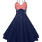 Vestido Vintage Patchwork a Rayas con Estampado de Bandera Americana