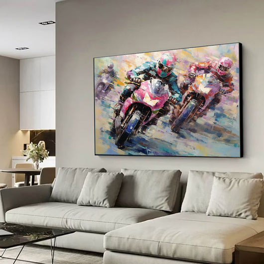 Cuadro Pintura al Óleo Motocicleta - Arte Decorativo para Habitación y Espacios - Image 2