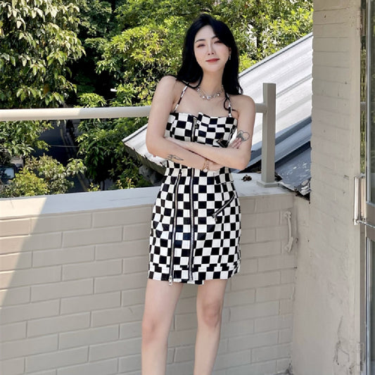 Vestido Slip con Cuello y Pliegue Ramen para Mujer