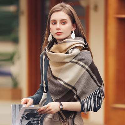Bufanda Gruesa para Mujer con Flecos - Abrigo Cálido de Invierno - Image 2