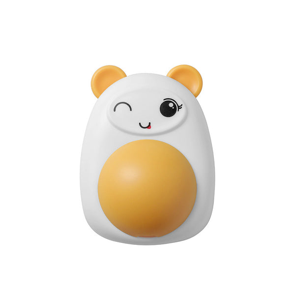 White and pink cartoon bear catnip toy with a winking face and a pink spinning ball on its belly. - Image 3