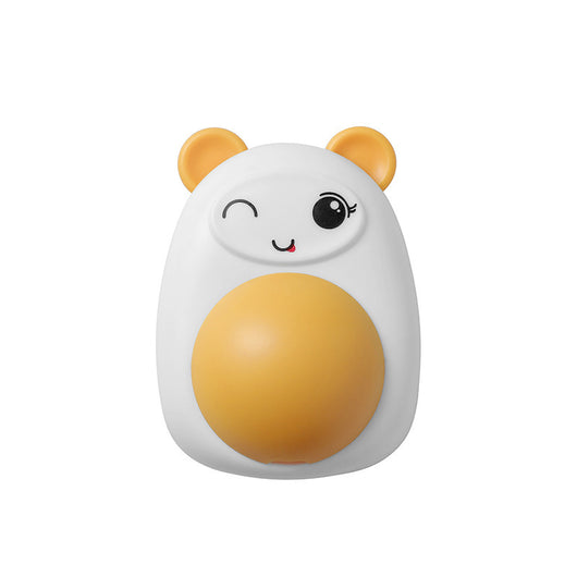White and pink cartoon bear catnip toy with a winking face and a pink spinning ball on its belly. - Image 3