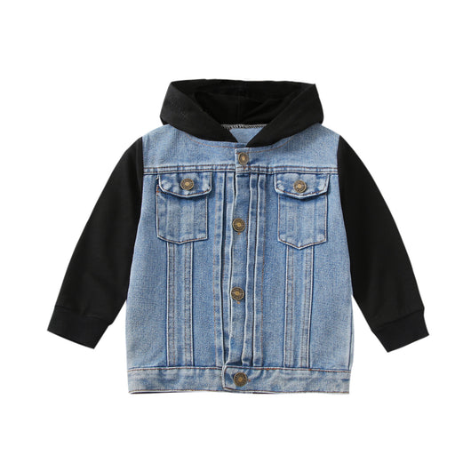 Chaqueta Denim Raglan con Capucha Estilo Europeo y Americano para Niño - Image 3