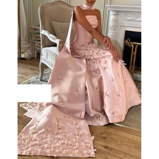 Vestido de Fiesta Elegante con Corpiño de Satén y Chal Largo Tostado - Image 15