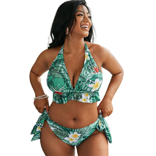Bikini Dividido con Encaje de Estampado Delicado para Mujer - Image 3